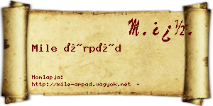 Mile Árpád névjegykártya